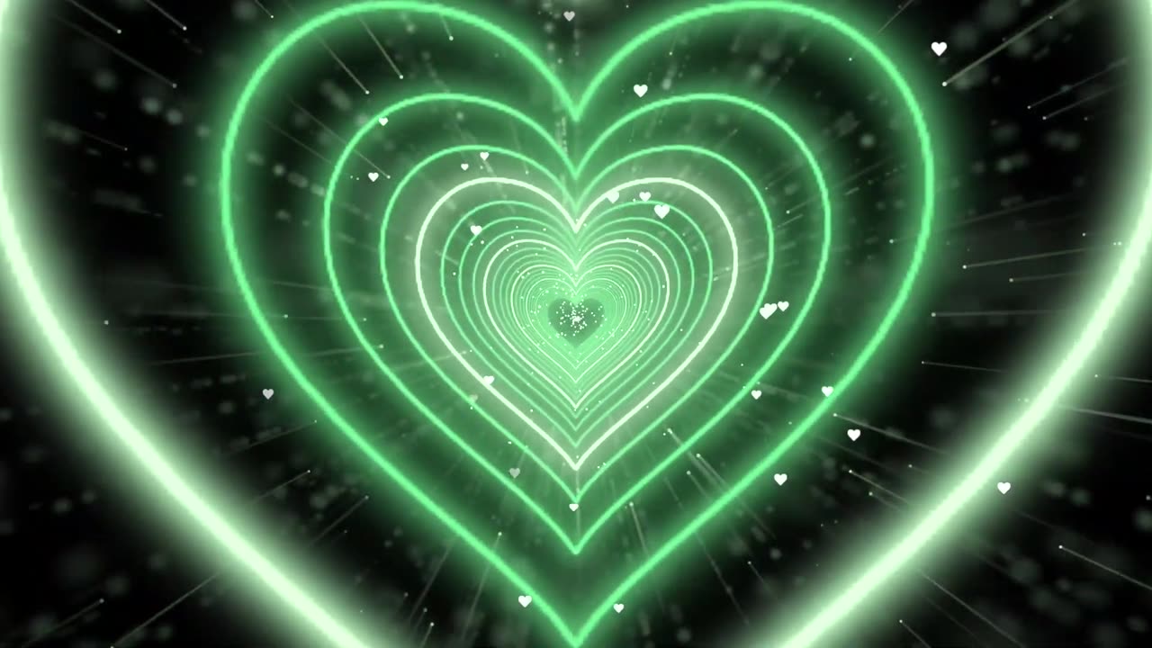 662. [4K] Heart Moving Background💚Green Heart Background