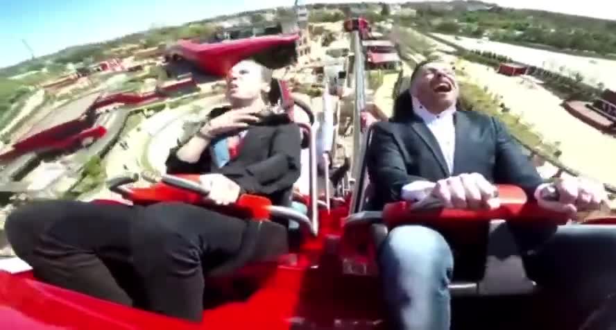 Funny people, you will never guess what this guy hits while on a rollercoaster