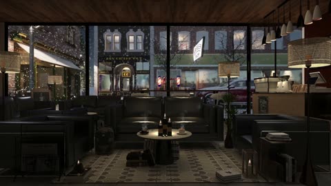 Snowy Night Cafe Ambience with Relaxing Jazz