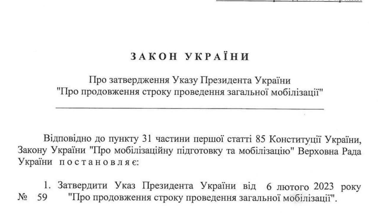 BREAKING - Ukrainian President Zelensky has submitted bill extend the term of general mobilization.