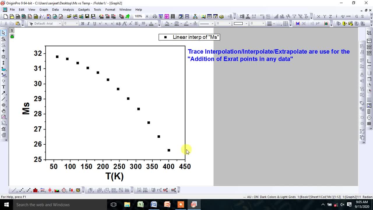 How to do Trace Interpolation, Interpolate_Extrapolate (Extra Addition of Points) using Origin Soft.