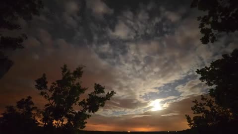 summer night starry time lapse in French countryside