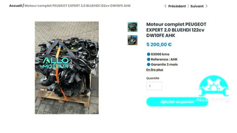 ALLOMOTEUR.COM - Moteur complet PEUGEOT EXPERT 2.0 BLUEHDI 122cv DW10FE AHK