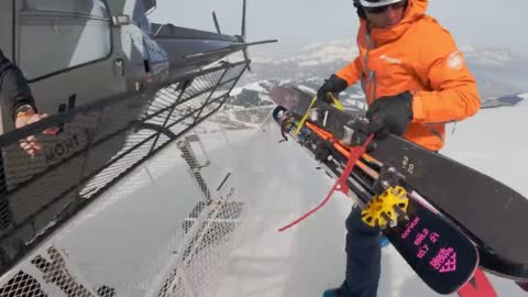 Matthias Giraud Skis Off of a Cliff