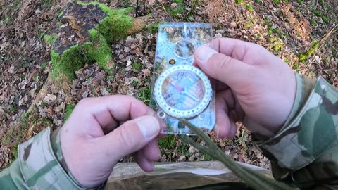 Taking a compass bearing in the woods. 18th Jan 2023