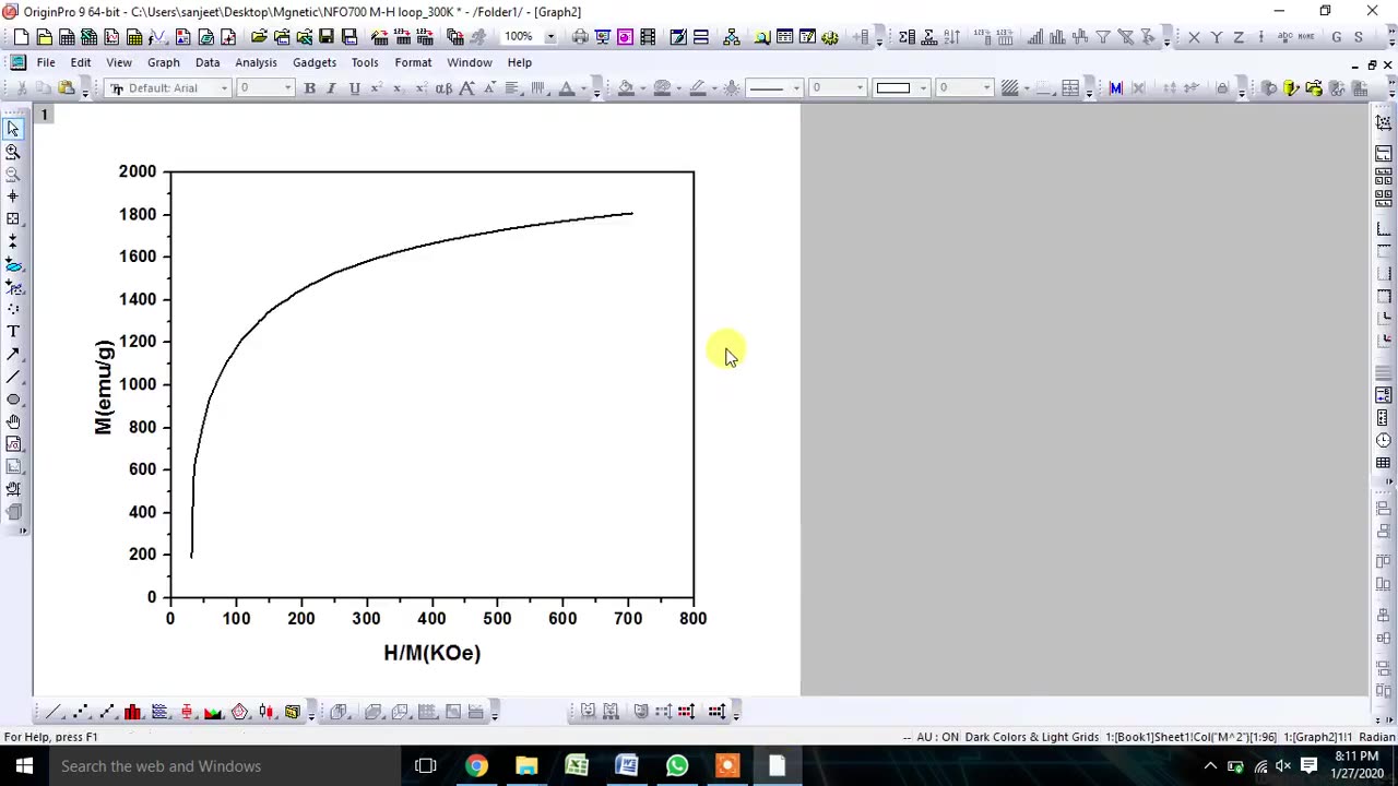 How to plot Arrot plot from magnetic data(M-H loop) via origin software.