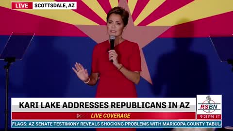 Kari Lake: "I have a message for the twice-convicted racist Katie Hobbs is a squatter in the governor's office. Don't get too comfortable, sweetie."