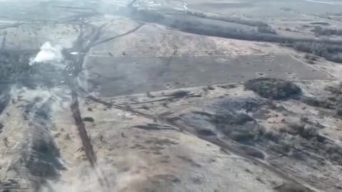Drone Footage of Ukrainians Throwing Shells