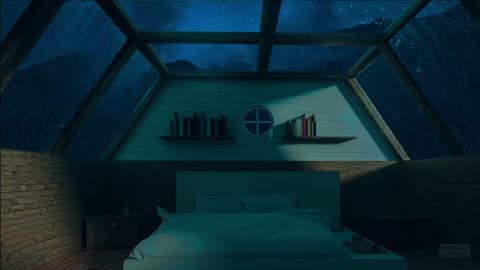 Heavy Rain and Thunder in Room with a Glass Roof-Sleep to Rain Sounds Surrounded
