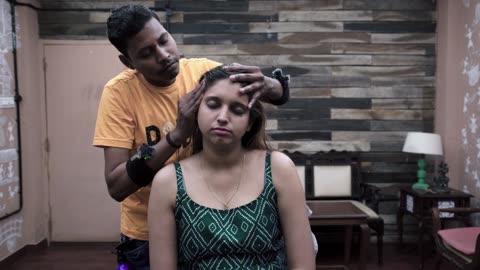 She got her very First Neck Crack and Head Massage Experience and Loved it _ Indian Massage