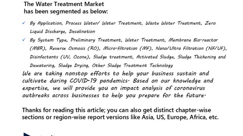 Water Treatment Market: Regional Outlook and Market Segmentation Overview, Forecast to 2033