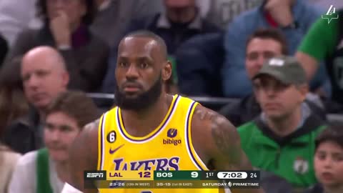 Lebron James Deep Three! lakers vs celtics