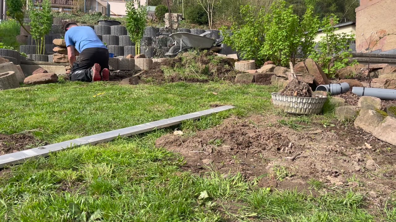 New stone terracing and plant rings for space in the garden