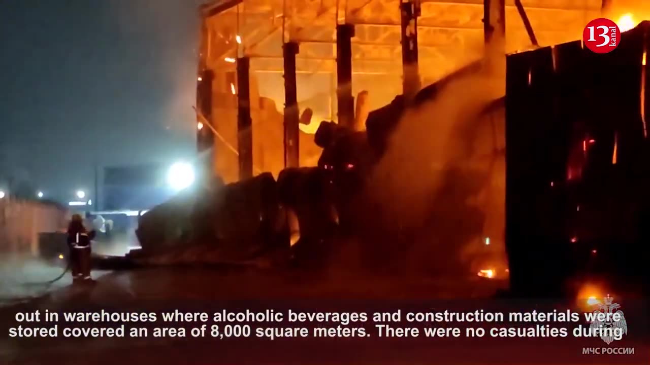 Massive fires breaks out in large industrial zone in Russia - warehouses engulfed in flames