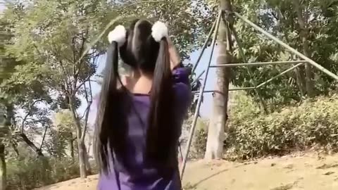 Little girl: 4 year old double ponytail girl get to know!