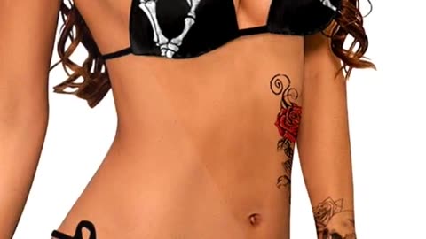 Classic Rose Skull Print Bikini