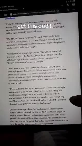 Snowden, who now holds Russian citizenship, reveals HAARP's assassination program.