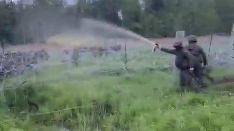 Aggressive illegal immigrants Vs. Polish border guards on the Polish-Belarussian border