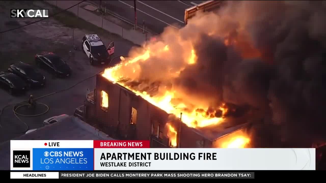 Firefighters battling blaze that has engulfed Westlake apartment complex