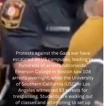 Protests Escalate on US Campuses Over Gaza Conflict: Hundreds Arrested