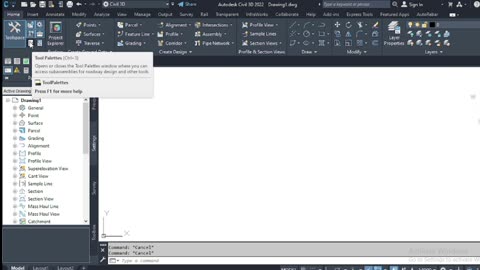 What is toolspace window in civil 3d