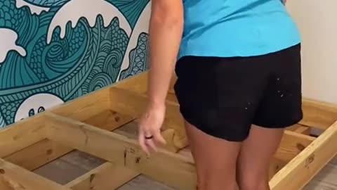 1278.DIY Floating Bed Tutorial Time-lapse! Easy, Cheap Floating Bed Frame! LED lights! #DIY