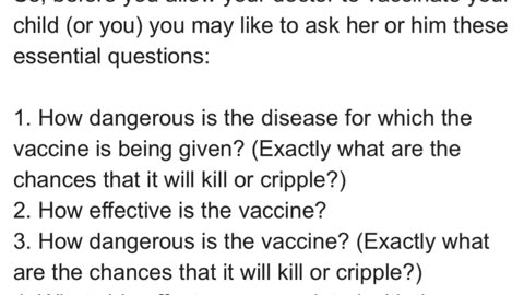 Questions about vaccination to ask your doctor by Dr. Vernon Coleman