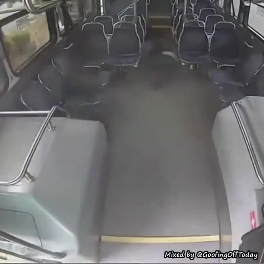 Dude was expecting that. Bus driver was!! Be prepared !!