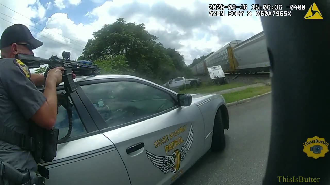 Body cam shows stolen truck suspect slam into train during chase, SWAT standoff