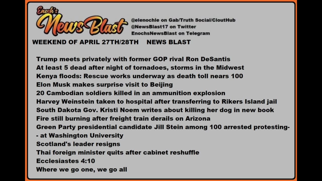 Weekend of April 27/28,2024 News Blast