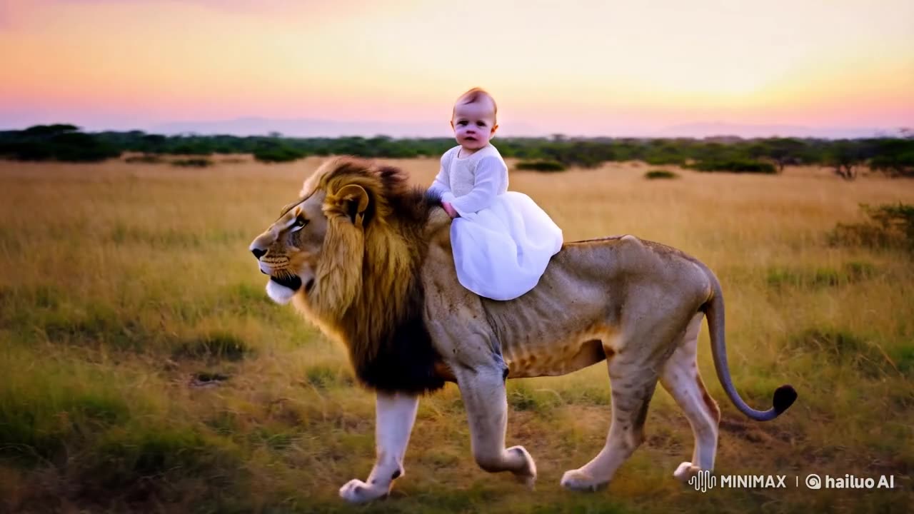 "Epic Baby Lion Rider 🦁 | AI-Generated Magic!"