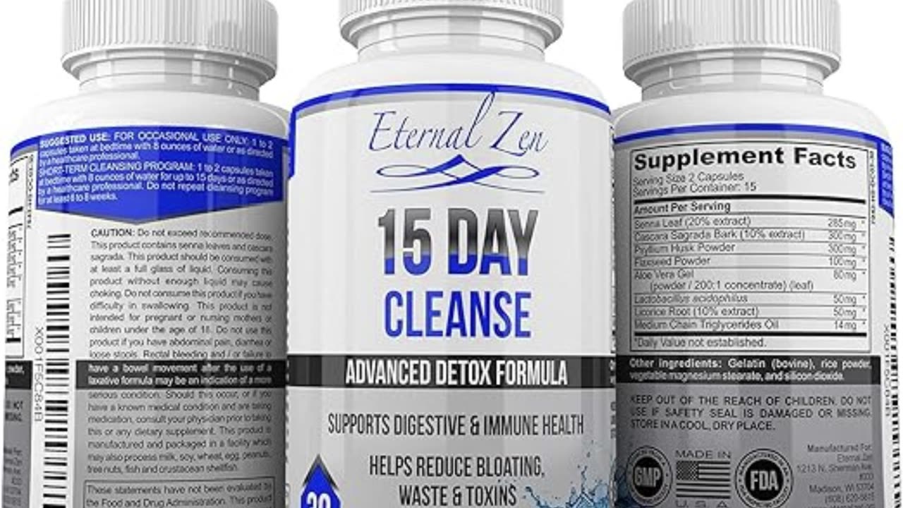 Eternal Zen 15 Day Colon Cleanser Detox with Extra Strength Herbs