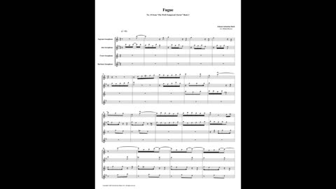J.S. Bach - Well-Tempered Clavier: Part 2 - Fugue 15 (Saxophone Quartet)