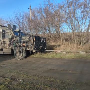 Several wrecked British Wolfhounds of the Armed Forces of Ukraine.