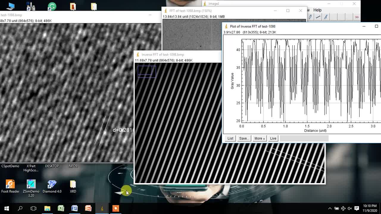 How to calculate d-spacing from HRTEM Micrograph using ImageJ Software
