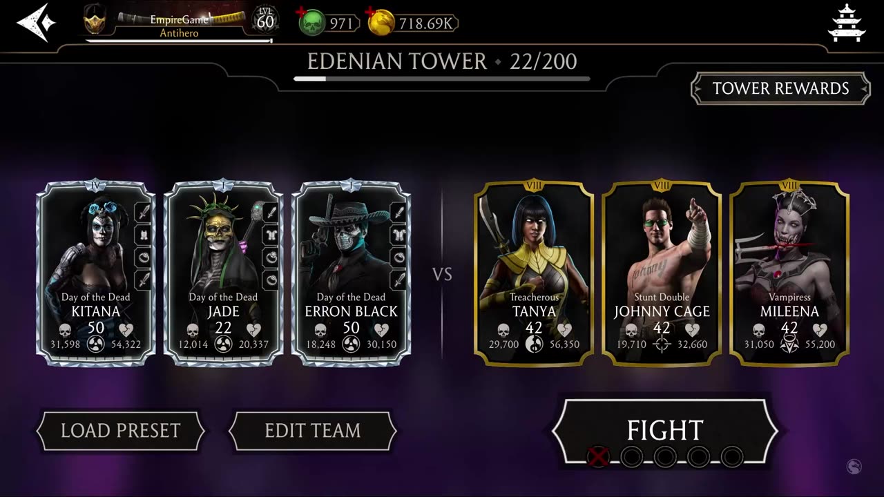 Fatal Edenian Tower Battles 21 - 25 [ Mortal Kombat ] Day of the Dead