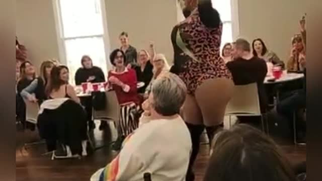 Drag queen says "cheers to those who lick us where we pee" in front of children