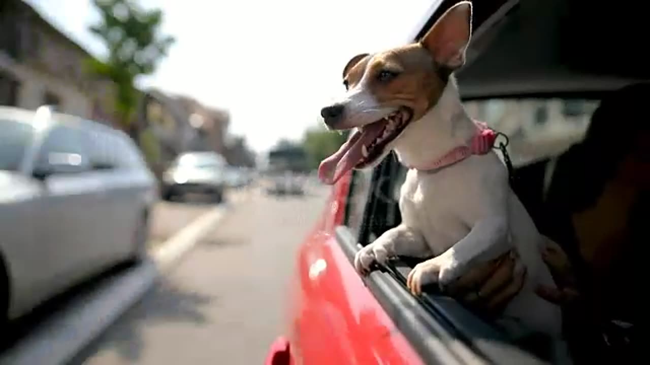 Funny dog enjoying & travelling