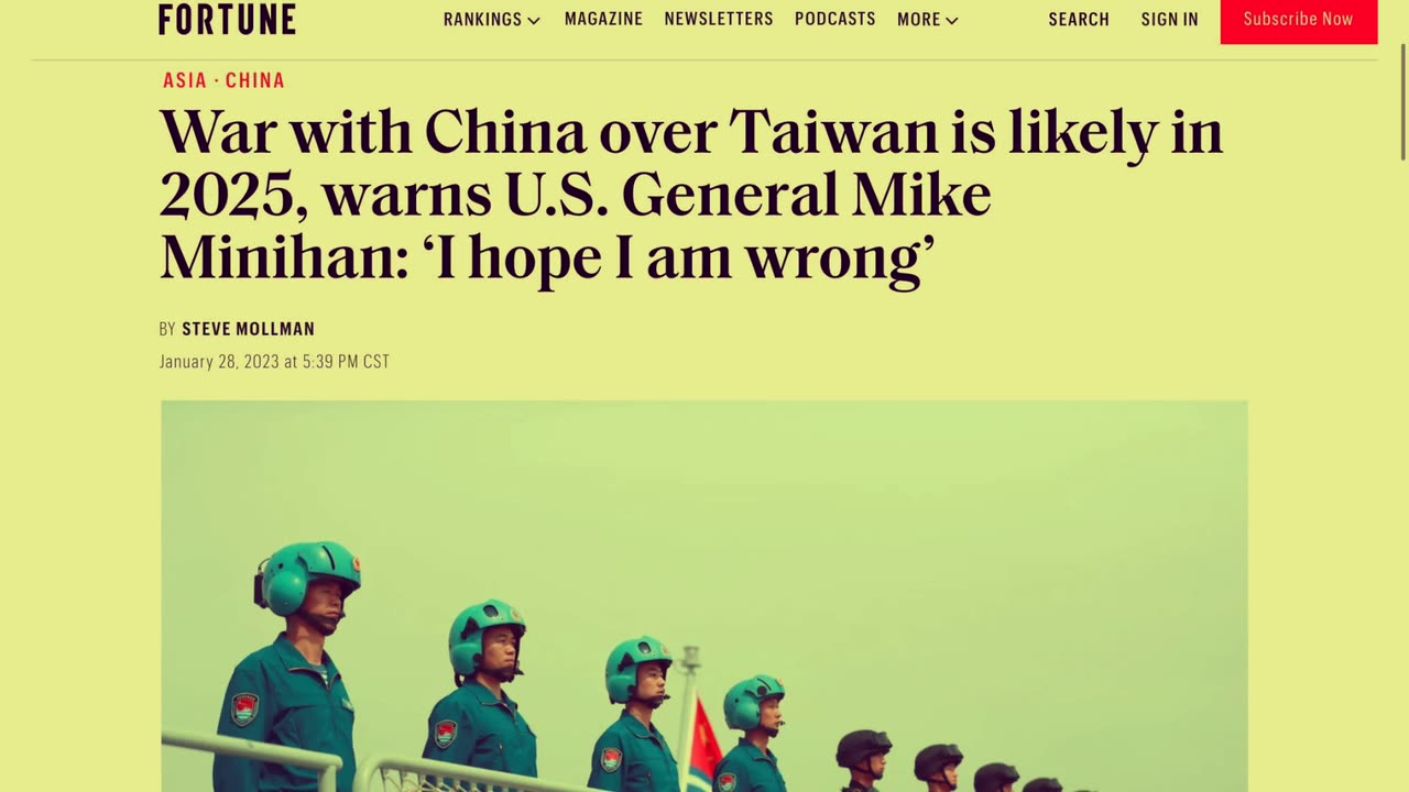 U.S. General Warns of War with China in 2025