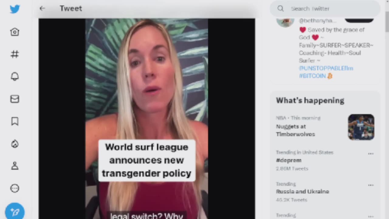 Your calls about 'Soul Surfer' pushing back against biological men competing in women's sports