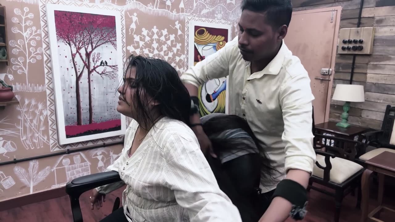 Scalp Oiling Head Massage with Loud Neck and Ear Cracking _ Indian Massage