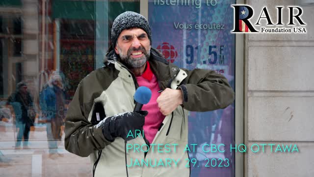 Speech by Ari at CBC protest, January 29th, 2023 CBC HQ Ottawa