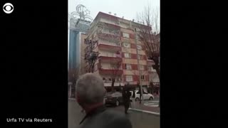 Video shows building collapse in Turkey as earthquake strikes