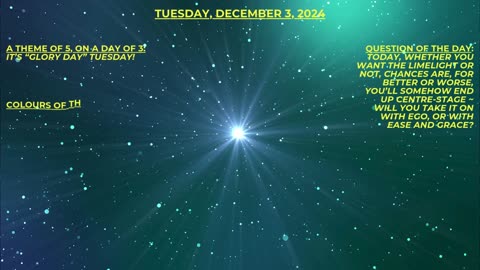 Glory Day! ~ Numerology Energies for Tuesday, Dec. 3, 2024