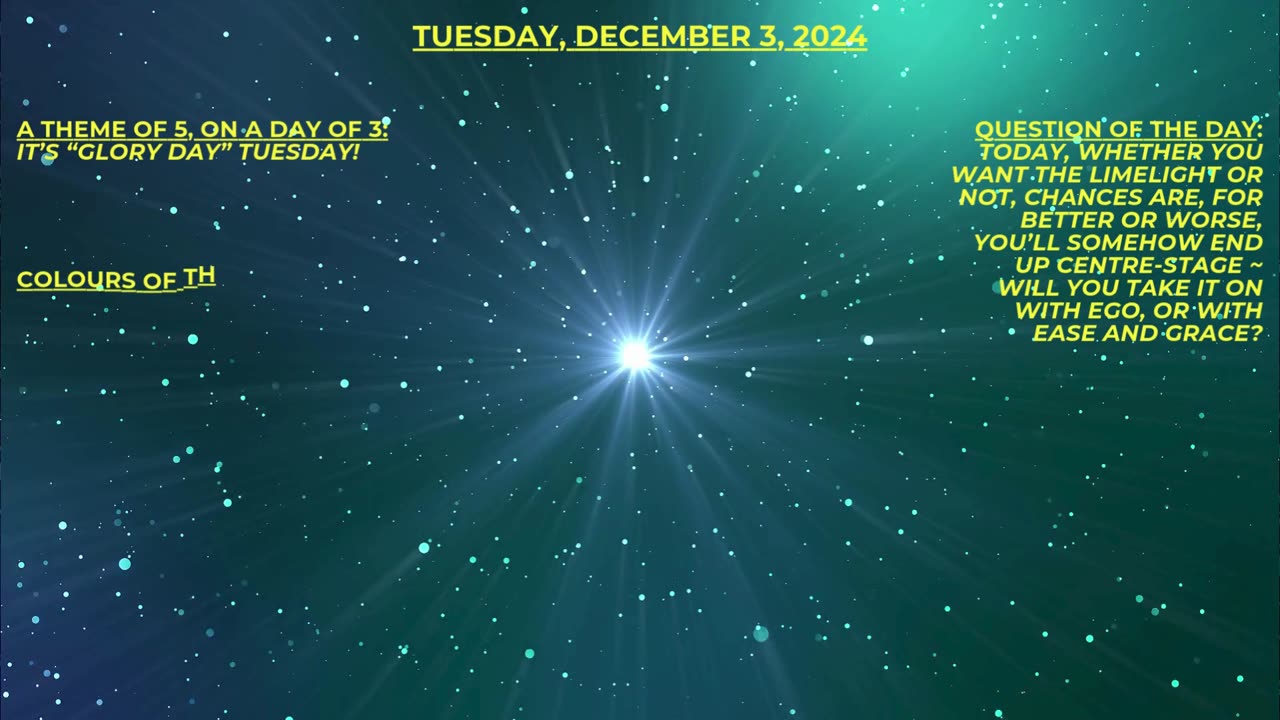Glory Day! ~ Numerology Energies for Tuesday, Dec. 3, 2024