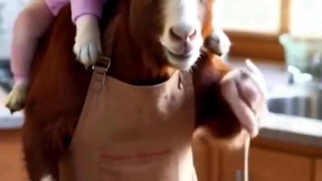 Funny goat cooking