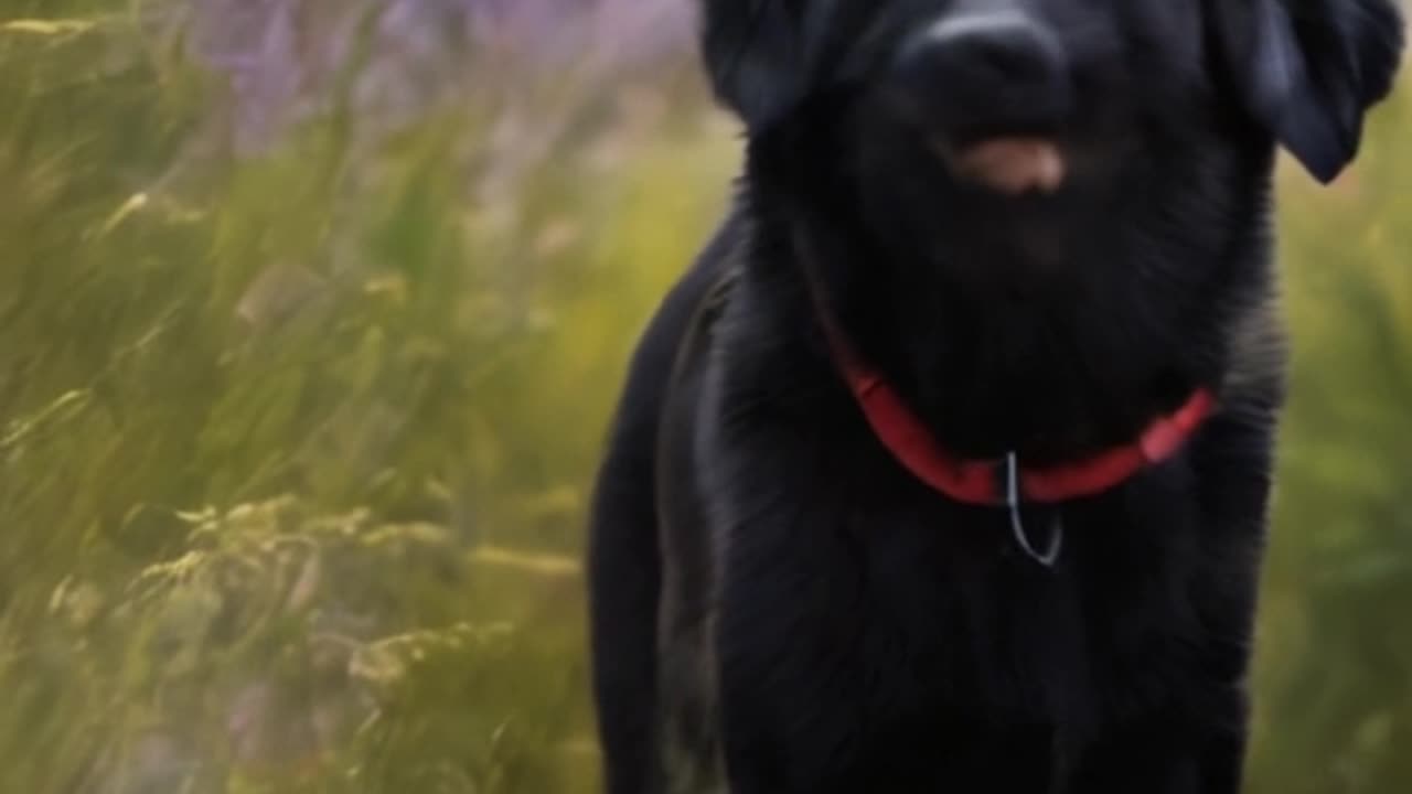 cute boy and black dog ai short video