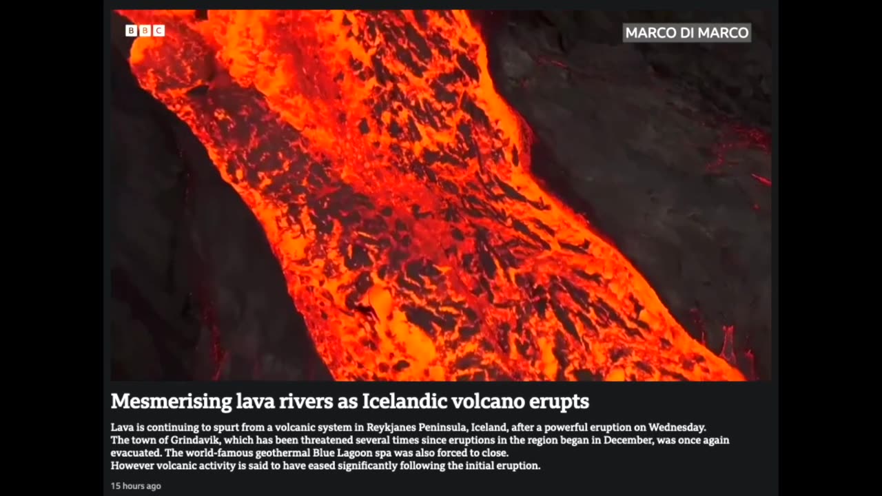 Mesmerising lava rivers as Icelandic volcano erupts