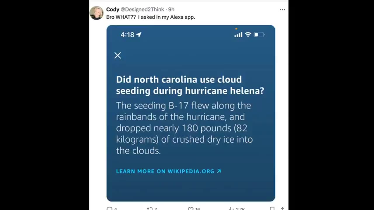 ALEXA Cloud Seeding Was Used To Steer Hurricane Helene To Reduce Real Estate Values! BUSTED! LINKS