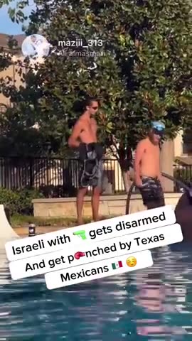 ISRAELI PULLS A GUN ON TEXANS AND GETS KNOCKED THE FUCK OUT....HA HA HA
